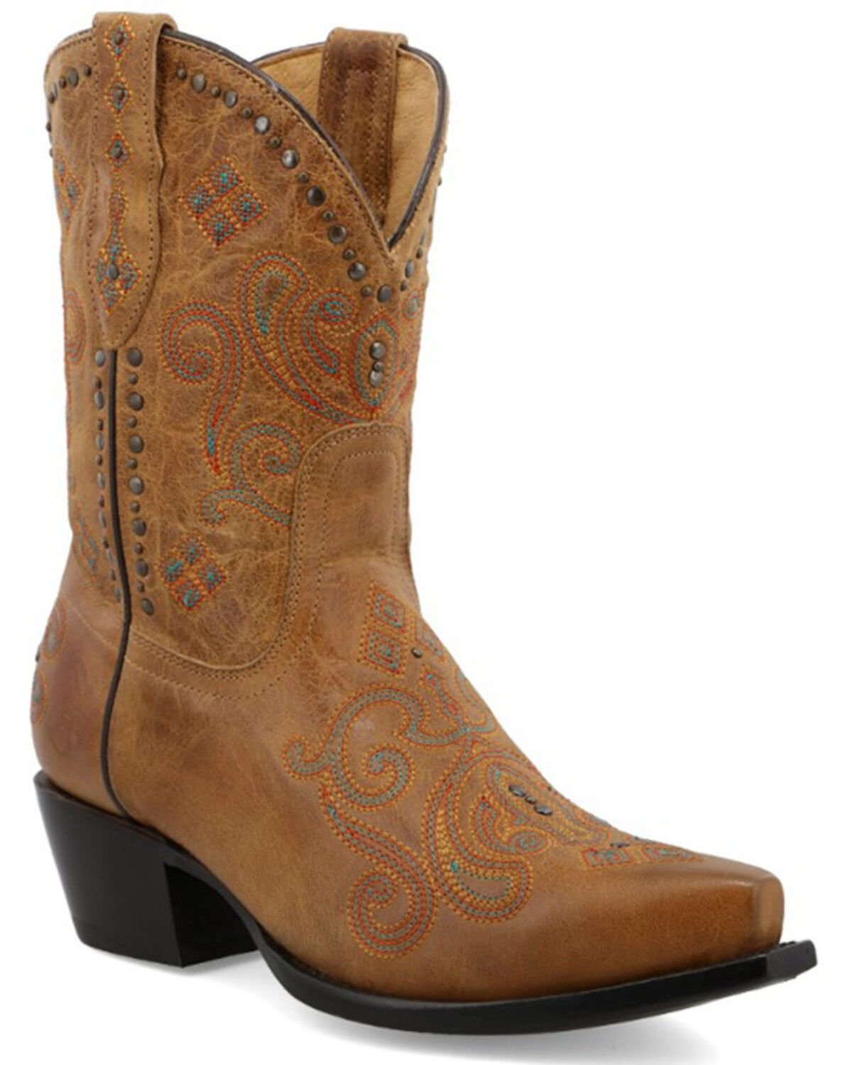 Black Star Women's CellSole Studded Leather Western Boots - Snip Toe