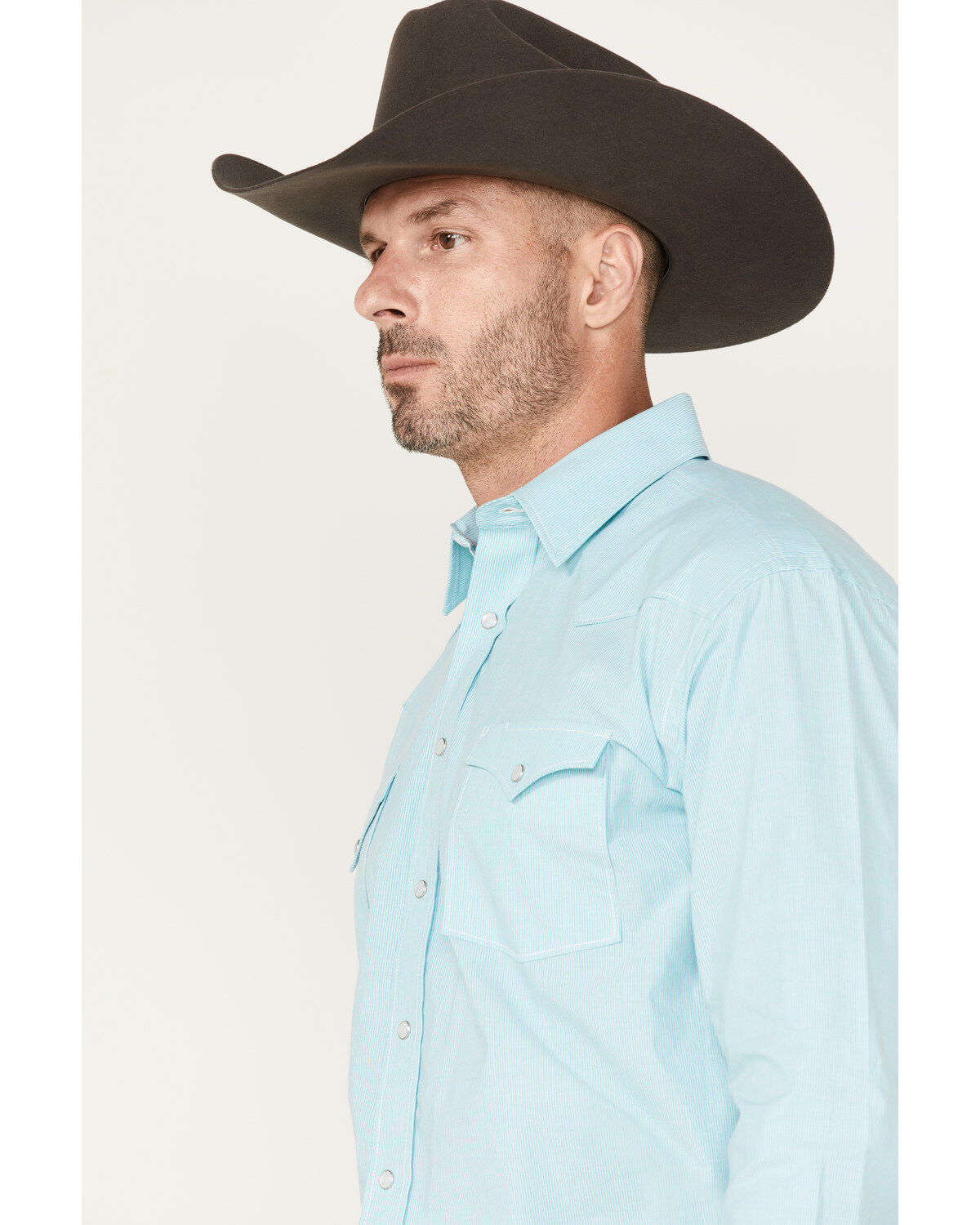 Rough Stock by Panhandle Men's Micro Stripe Stretch Long Sleeve Pearl Snap Shirt