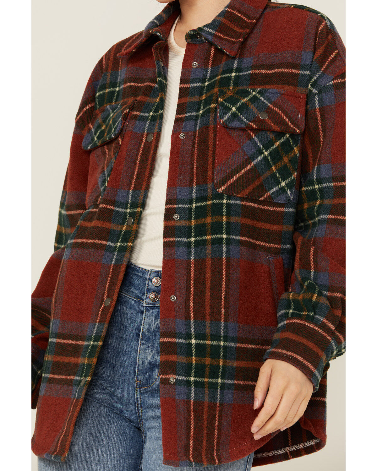 Fornia Women's Plaid Print Shacket