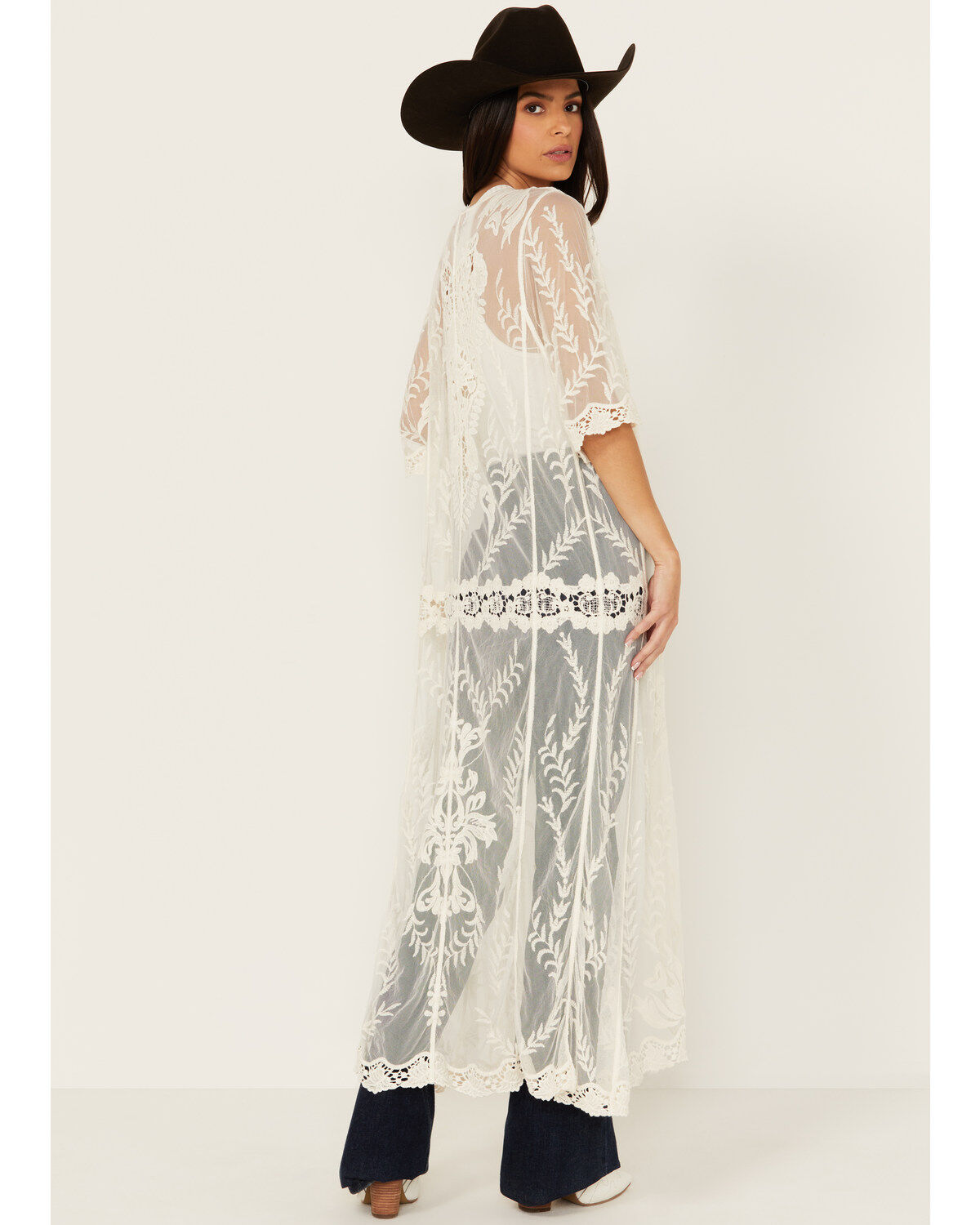 Shyanne Women's Long Knit Lace Kimono