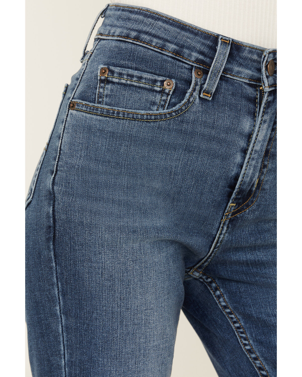 Levi's Women's Dark Wash Wait High Rise 725 Slit Hem Stretch Bootcut Jeans