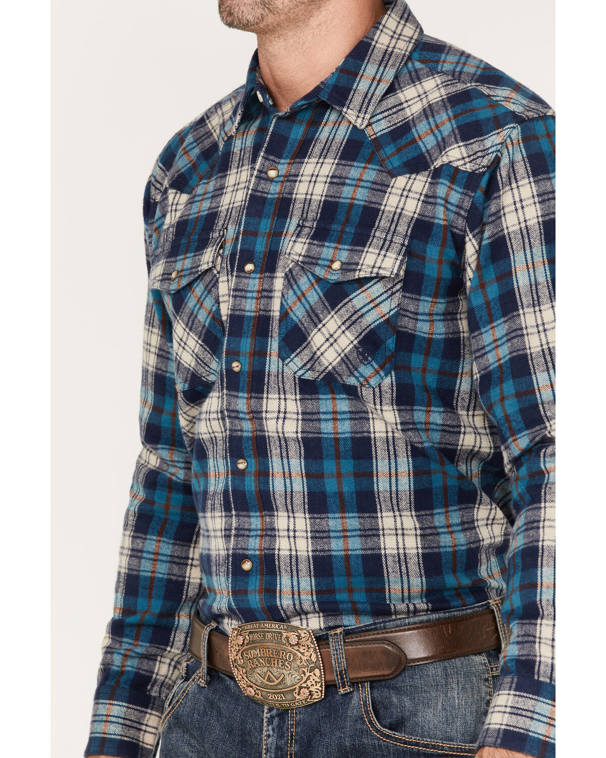 Ariat Men's Huntleigh Retro Plaid Print Long Sleeve Snap Western Flannel Shirt
