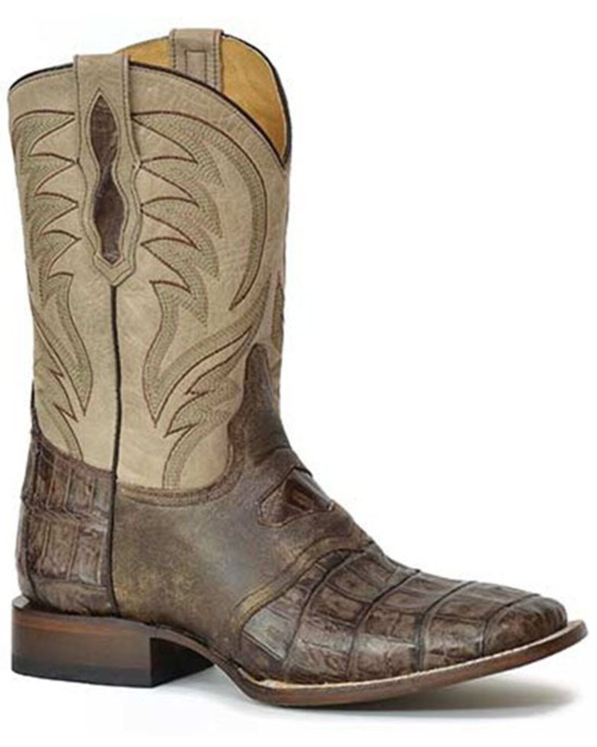 Roper Men's Vintage Brown Cody Caiman Western Boot - Broad Square Toe