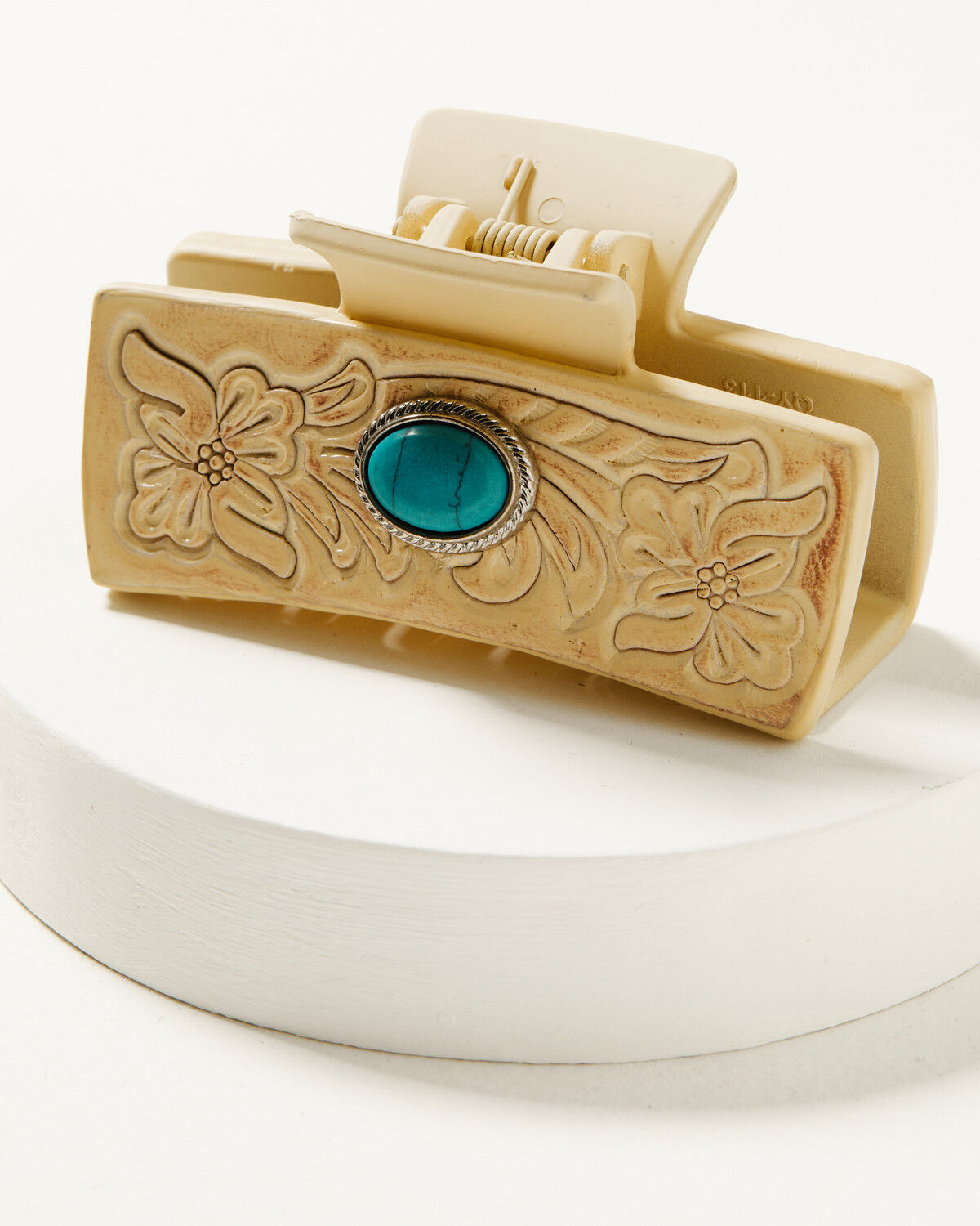 Shyanne Women's Tooled Floral Leather Hair Clip