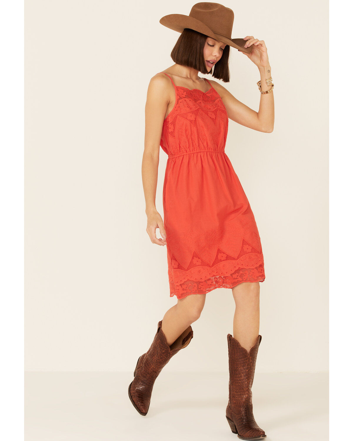 Stetson Women's Eyelet Sleeveless Mini Dress
