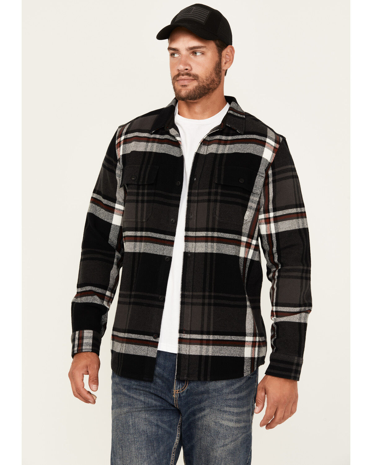 Brothers and Sons Men's Barrell Burley Plaid Print Long Sleeve Button-Down Flannel Shirt