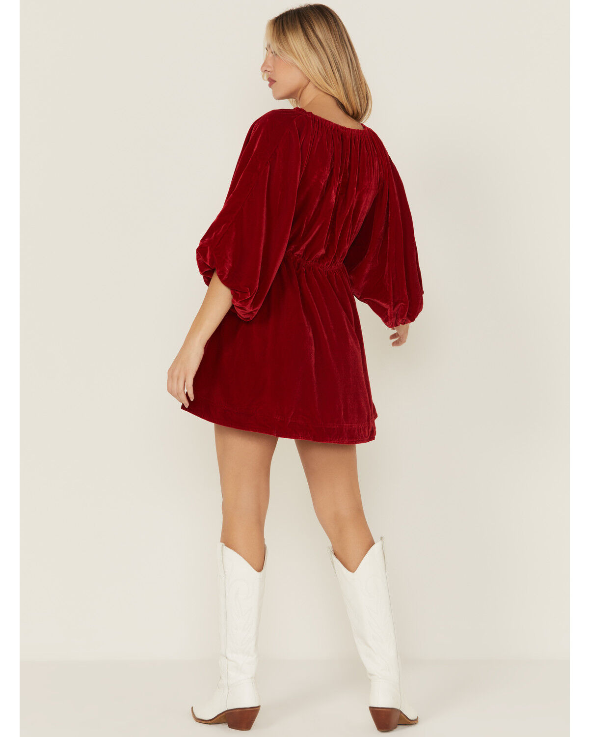 Free People Women's Portia Velvet Long Sleeve Mini Dress