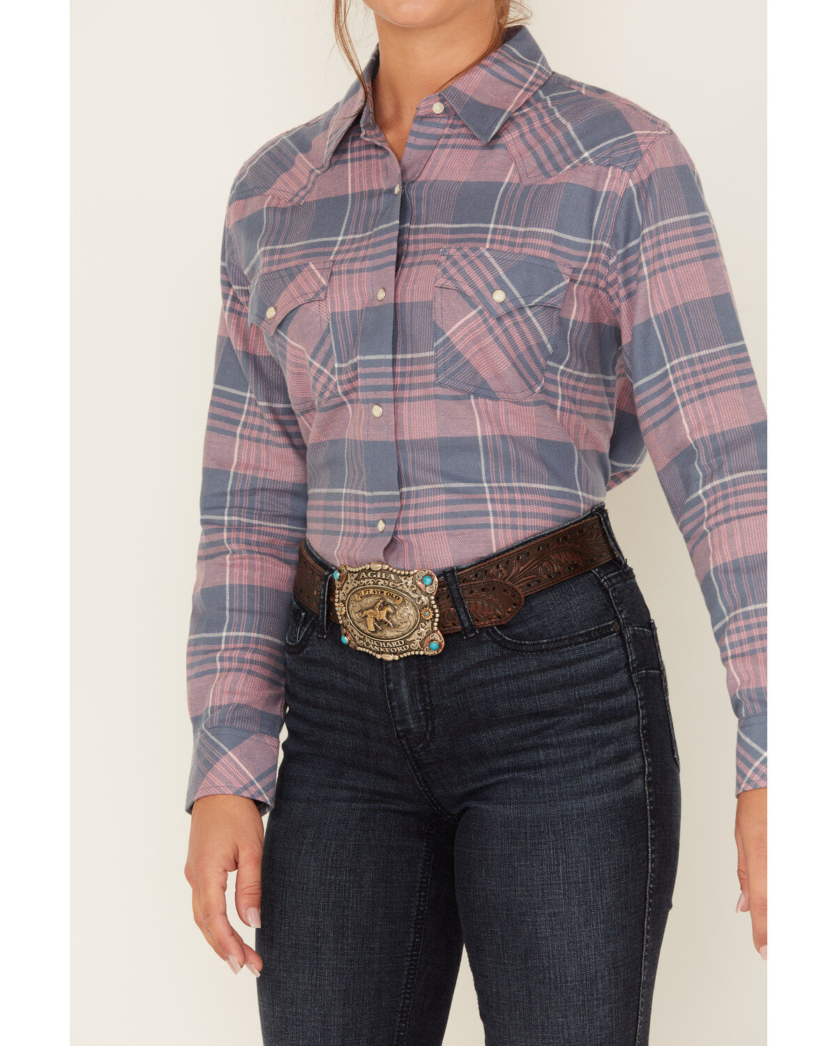 Wrangler Women's Boot Barn Exclusive Plaid Print Long Sleeve Western Flannel Pearl Snap Shirt