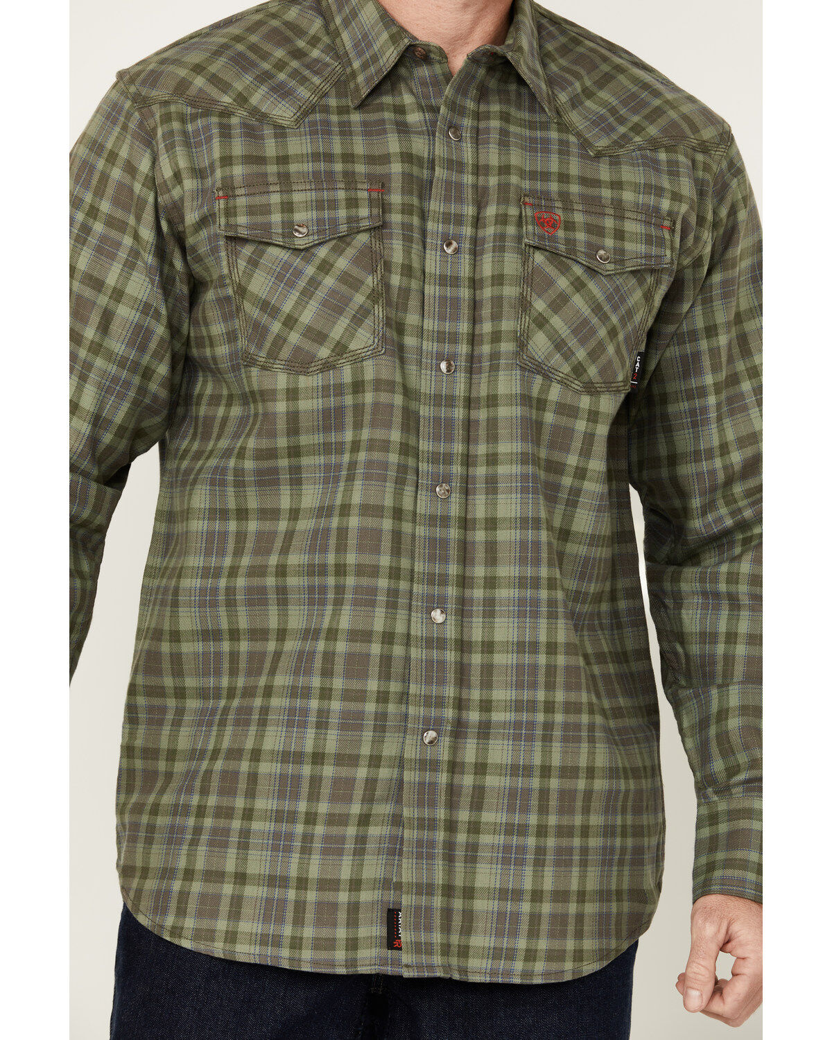 Ariat Men's FR Sawtooth Retro Plaid Print Long Sleeve Snap Work Shirt