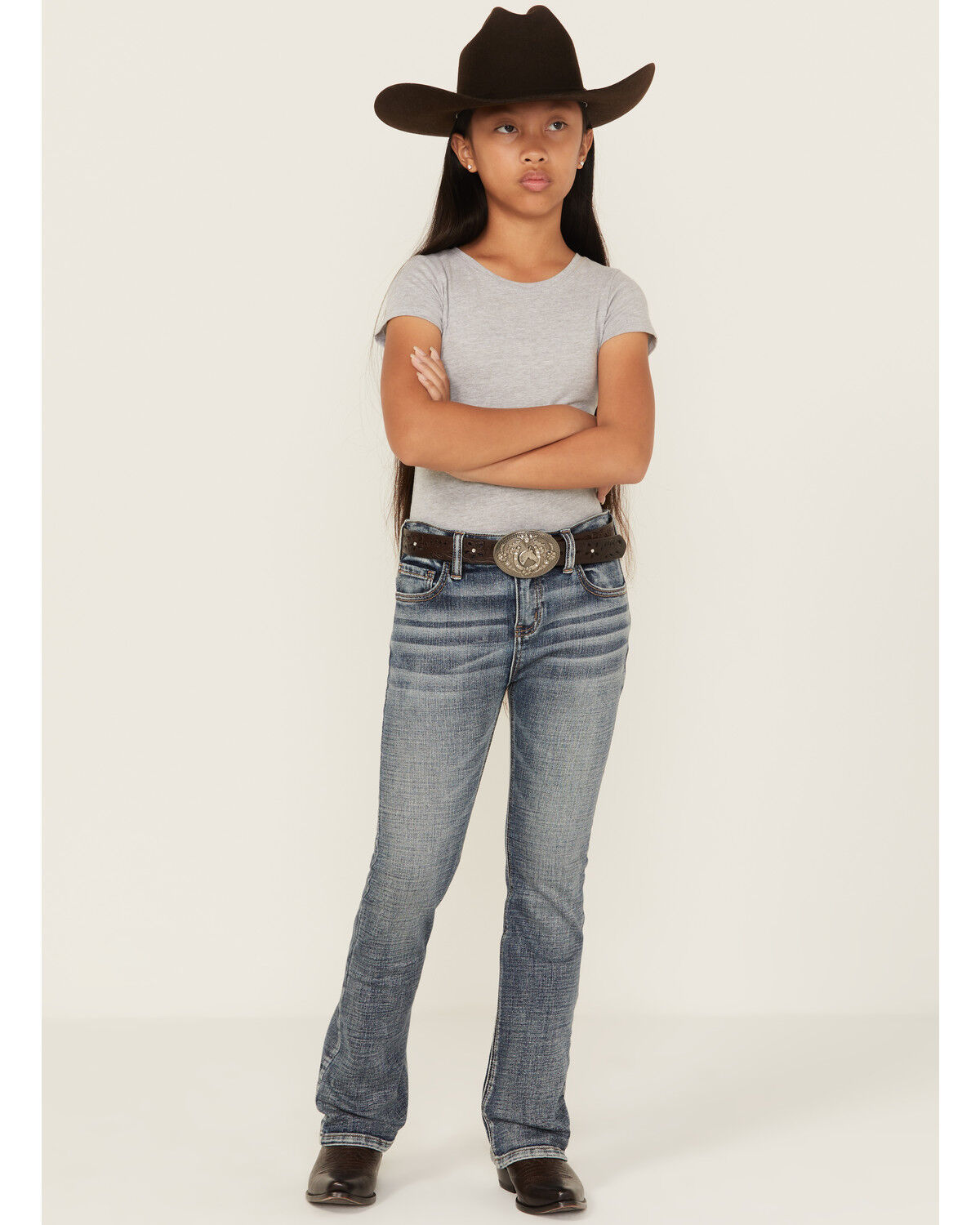 Shyanne Girls' Dawn Studded Pocket Bootcut Stretch Denim Jeans