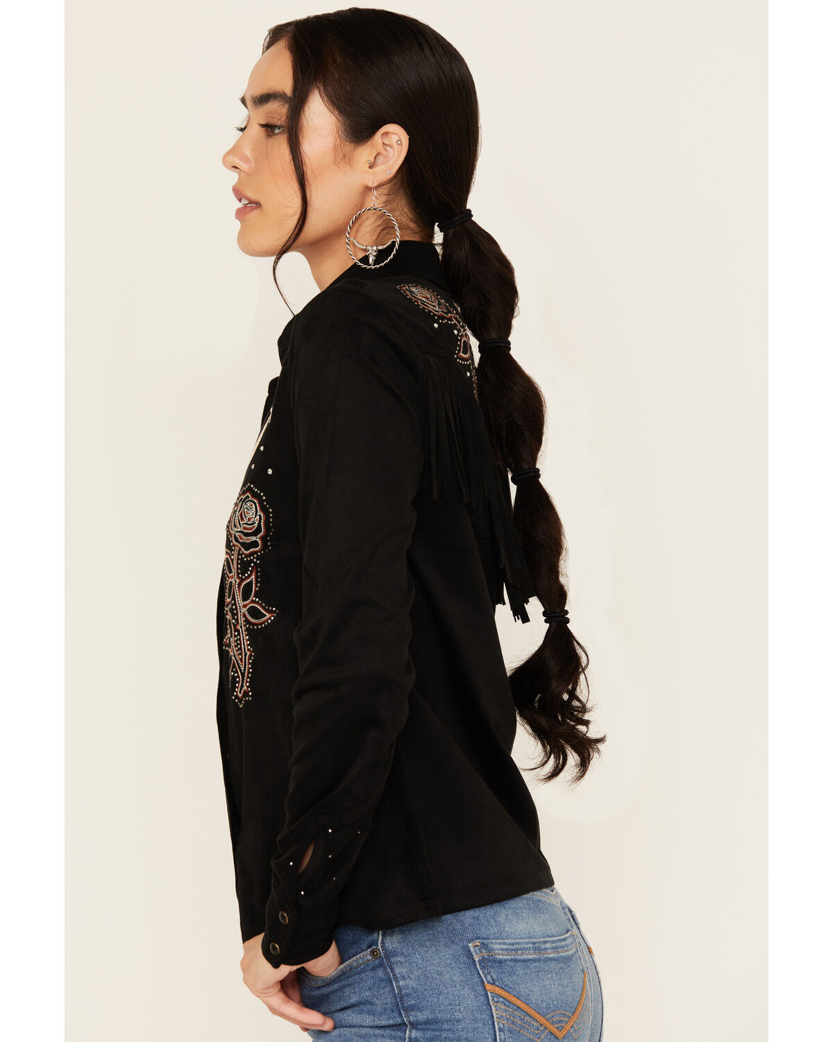 Idyllwind Women's Embroidered Faux Suede Long Sleeve Snap Western Shirt