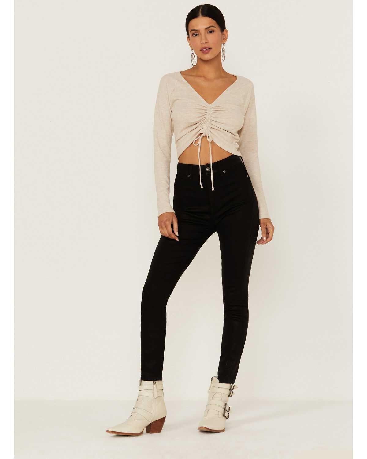 7 For All Mankind Women's Coated High Waist Ankle Skinny Jeans