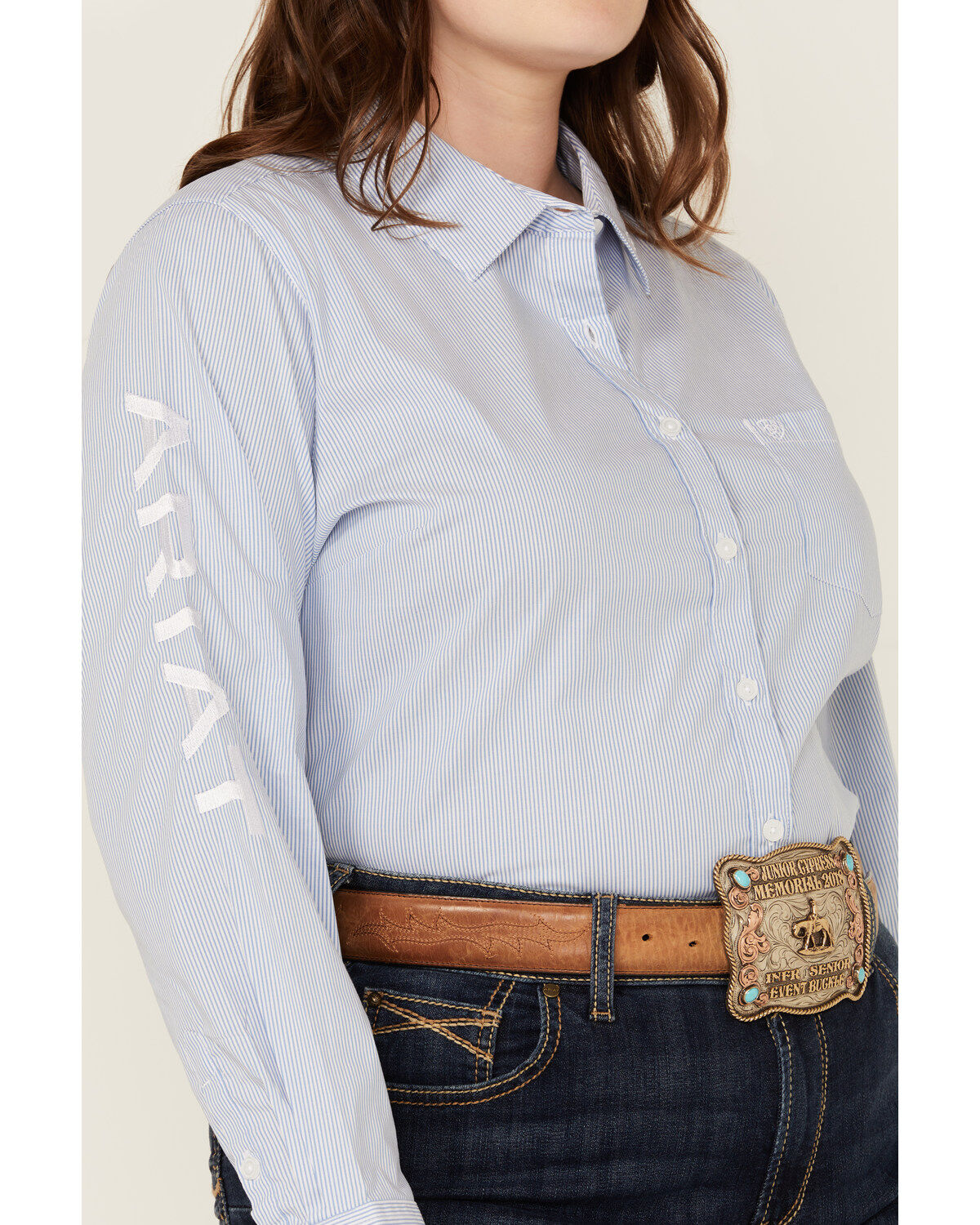 Ariat Women's R.E.A.L Striped Team Kirby Long Sleeve Button-Down Stretch Western Shirt - Plus