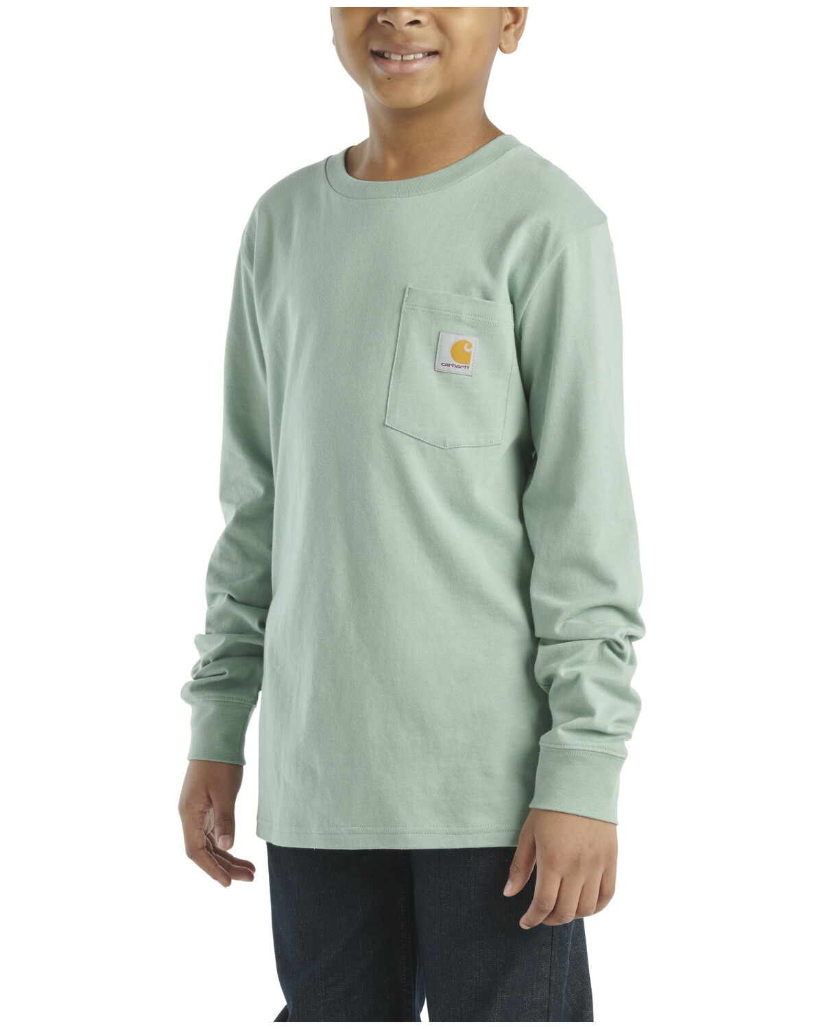 Carhartt Little Boys' Solid Bear Logo Long Sleeve Pocket T-Shirt