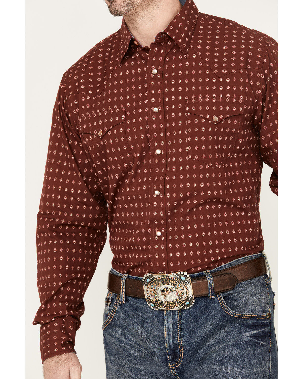 Roper Men's Geo Long Sleeve Western Pearl Snap Shirt