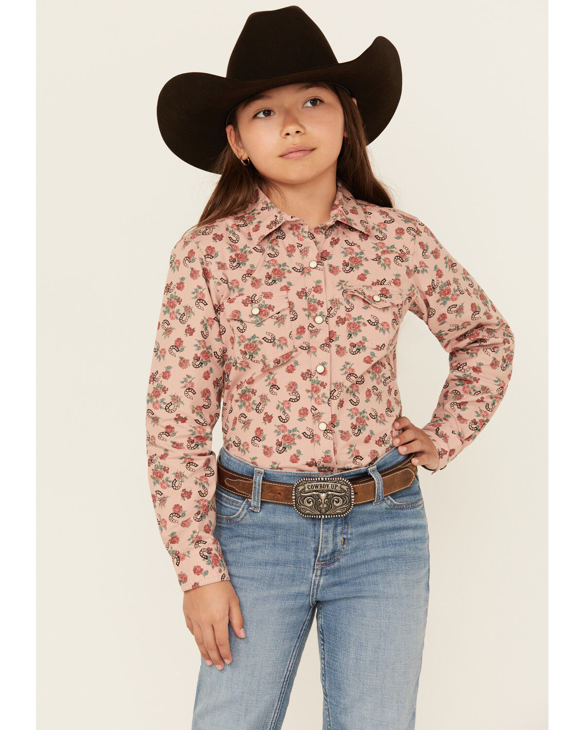 Ariat Girls' Floral Print Long Sleeve Snap Western Shirt