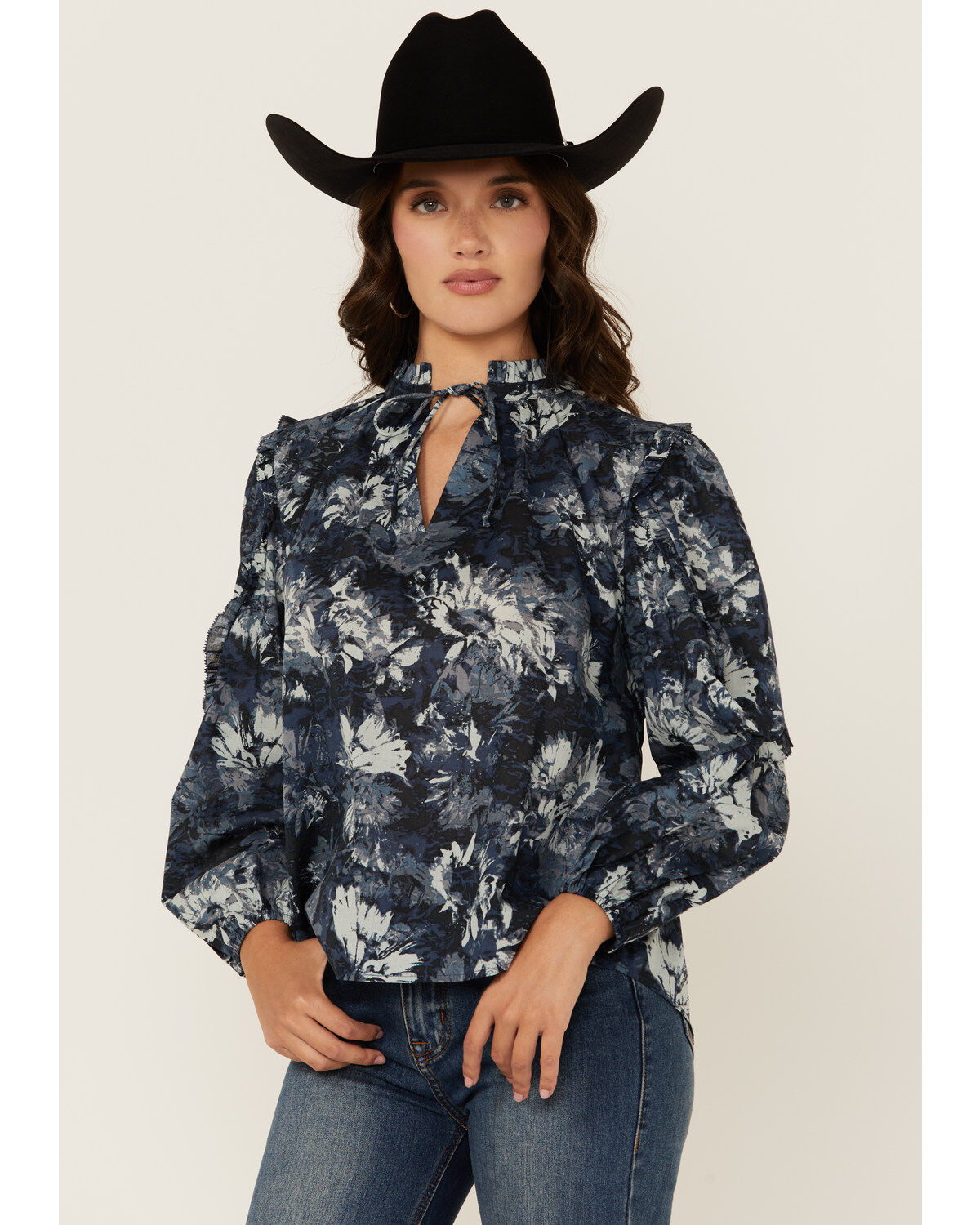 Revel Women's Floral Print 3/4 Sleeve Top