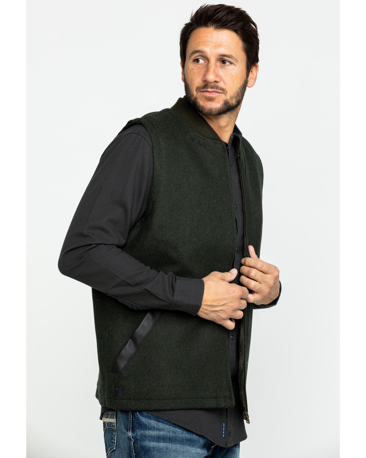 Cody James Men's Grover Wool Blend Leather Pocket Vest