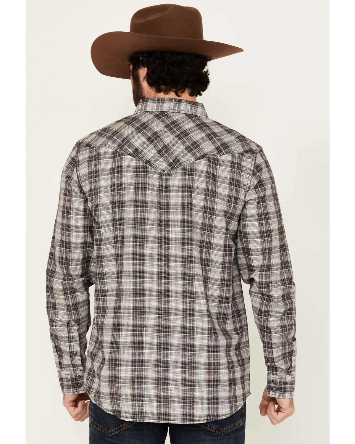 Moonshine Spirit Men's Decibel Plaid Print Long Sleeve Button-Down Western Shirt