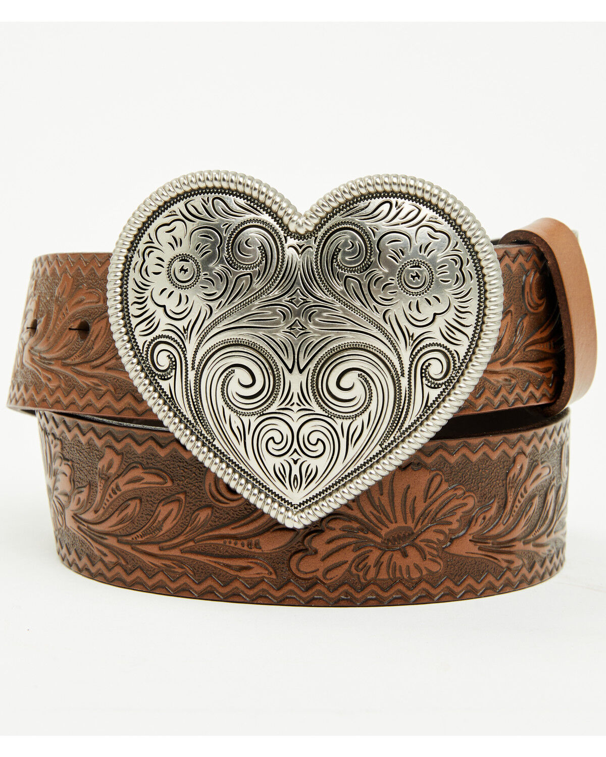 Shyanne Women's Valentina Embossed Heart Buckle Belt