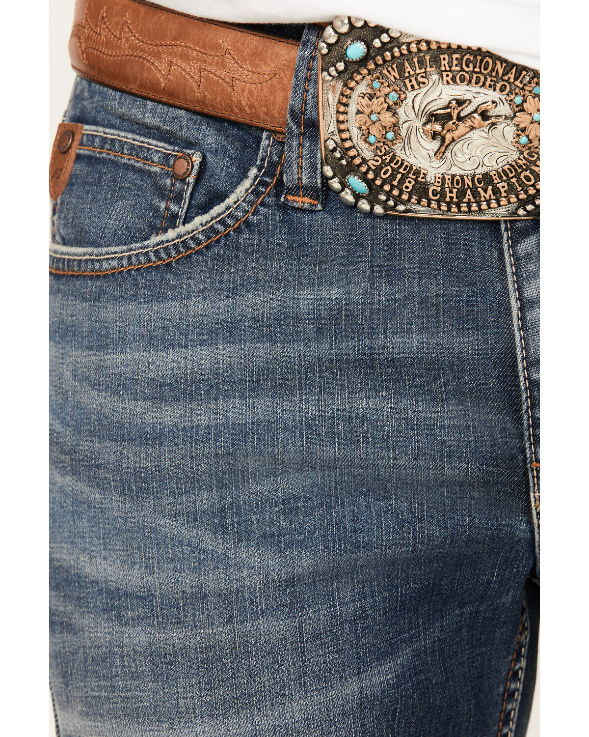 Moonshine Spirit Men's Cantina Medium Wash Slim Straight Stretch Denim Jeans
