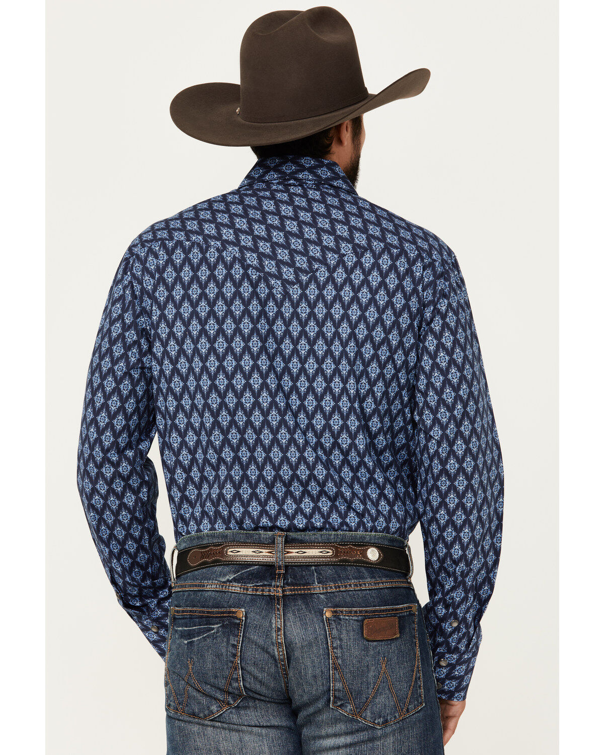 Rock & Roll Denim Men's Medallion Print Vintage Long Sleeve Snap Western Shirt