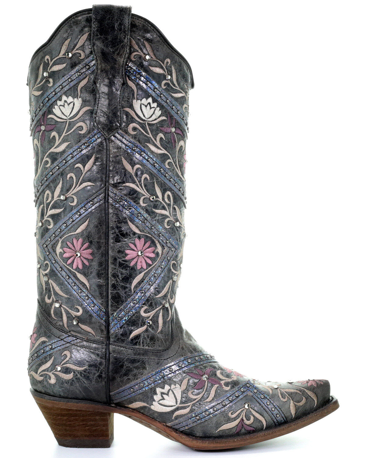 Corral Women's Floral Embroidery & Rhinestones Western Boots - Snip Toe