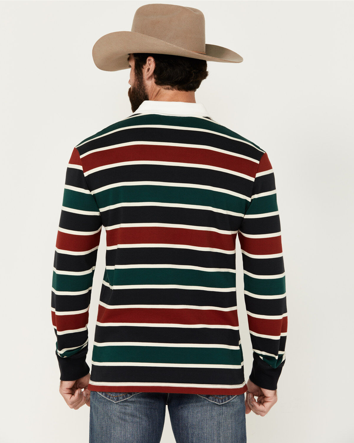 Pendleton Men's Decker Rugby Striped Long Sleeve Polo Shirt
