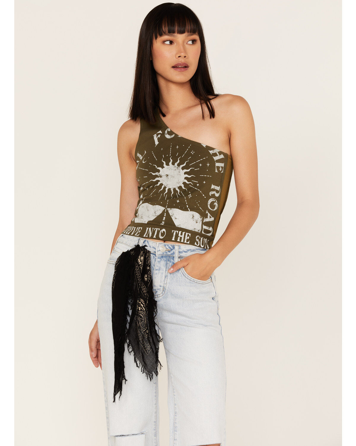 Cleo + Wolf Women's Drive Into The Sun Graphic One Shoulder Tank Top