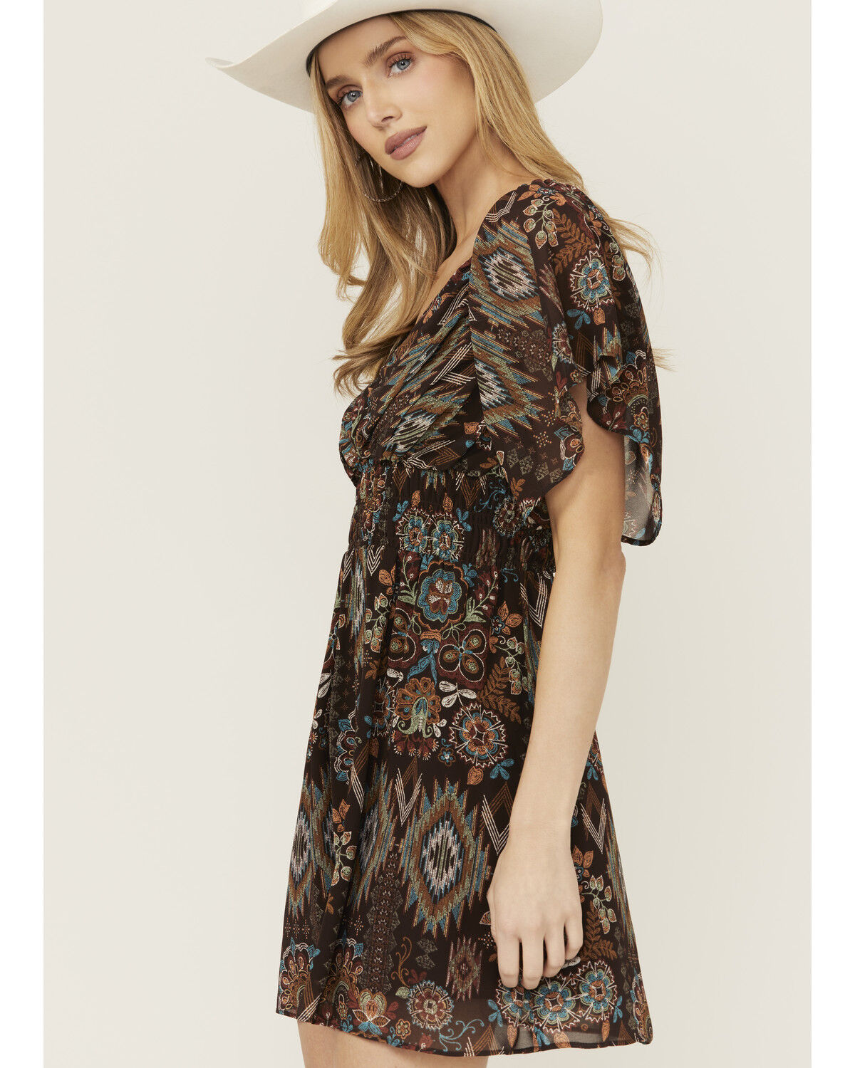 Shyanne Women's Printed Short Sleeve Handkerchief Mini Dress