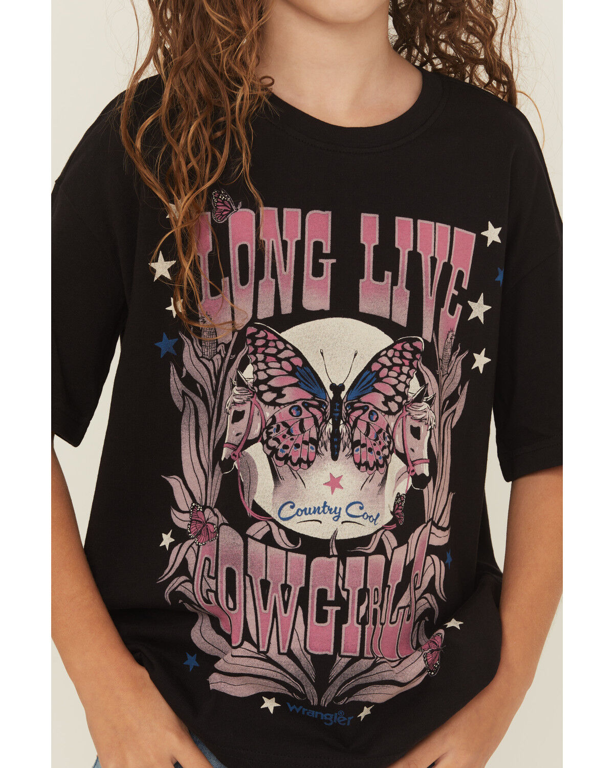 Wrangler X Lainey Girls' Long Live Cowgirls Short Sleeve Graphic Tee