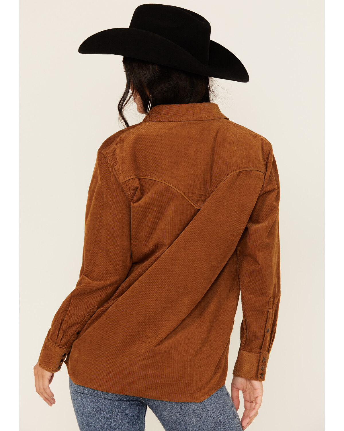 Wrangler Women's Solid Corduroy Long Sleeve Snap Western Shirt