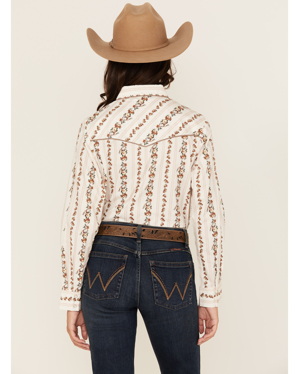 Ely Walker Women's Floral Wallpaper Print Long Sleeve Snap Stretch Western Shirt