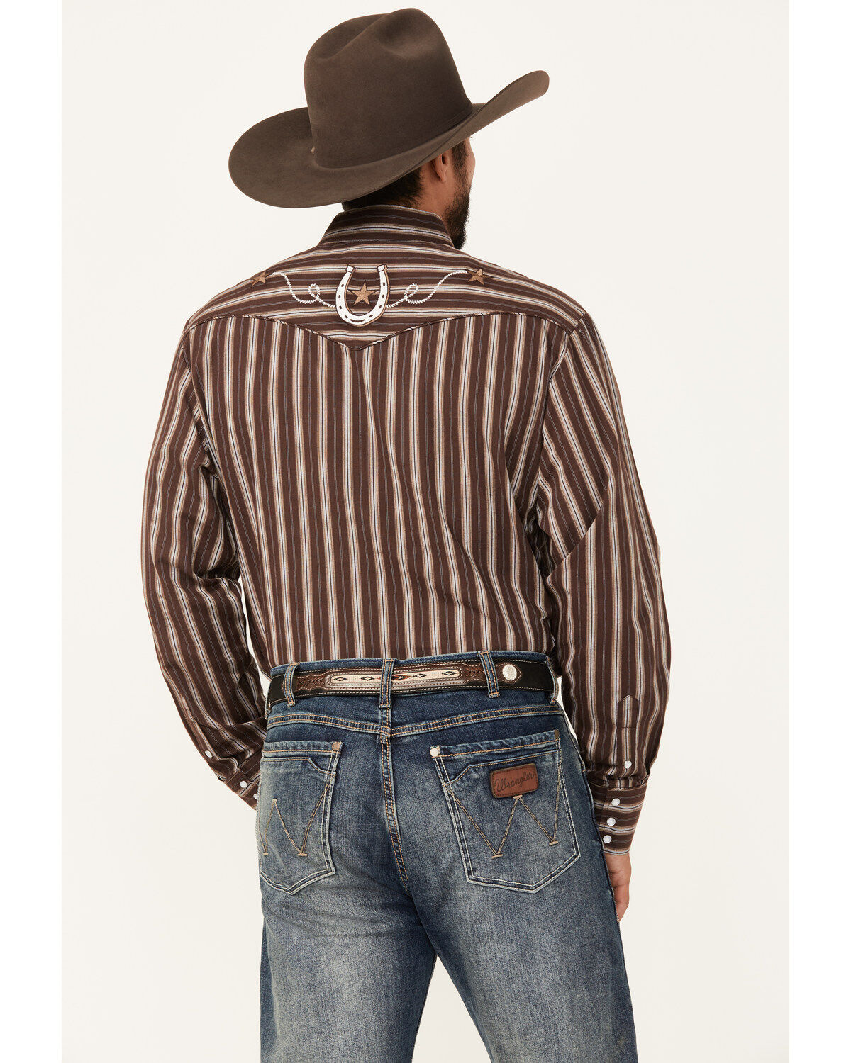 Roper Men's Striped Print Long Sleeve Pearl Snap Western Shirt