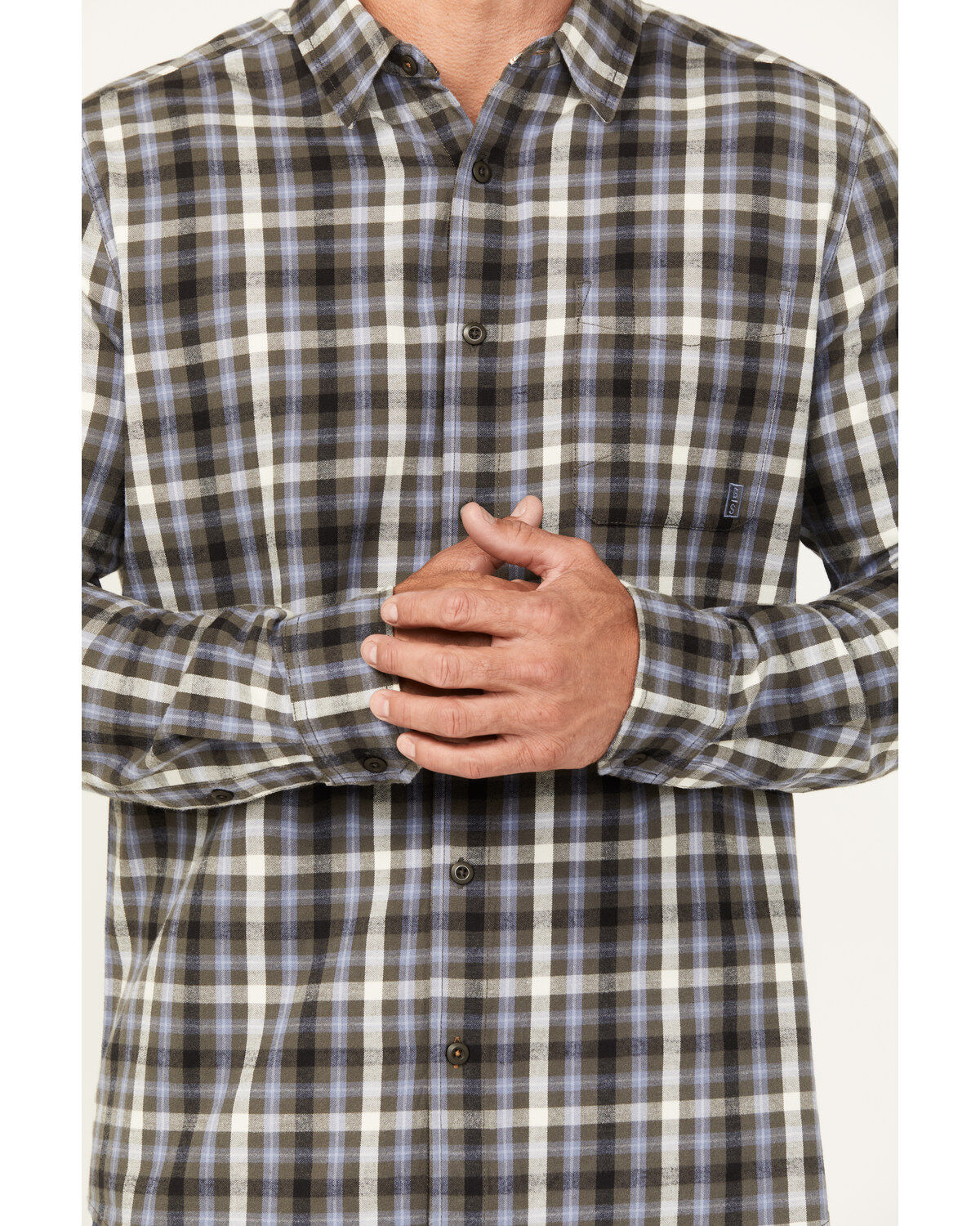 Brothers and Sons Men's Plaid Print Long Sleeve Button Down Shirt