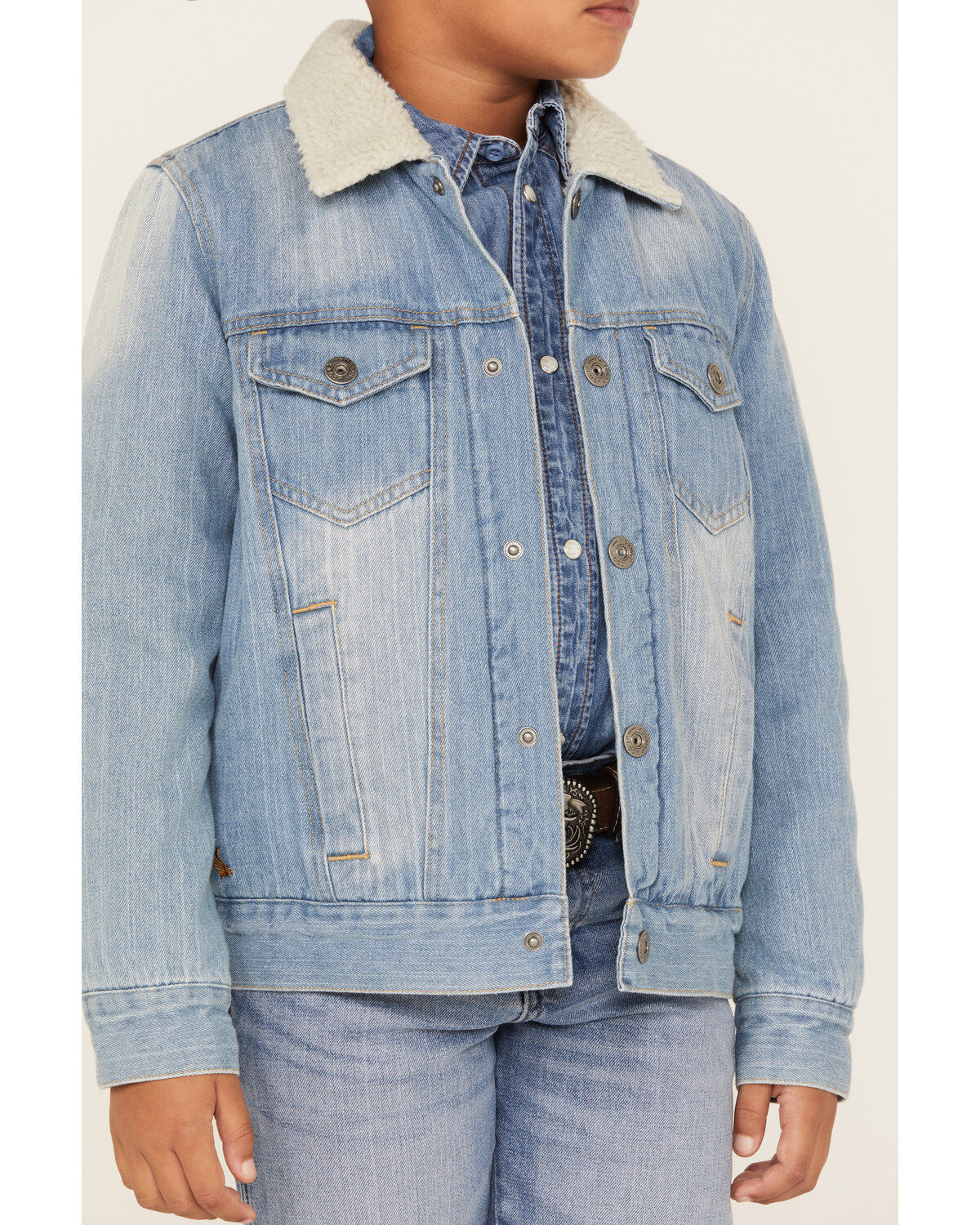 Cody James Boys' Light Wash Sherpa Denim Jacket