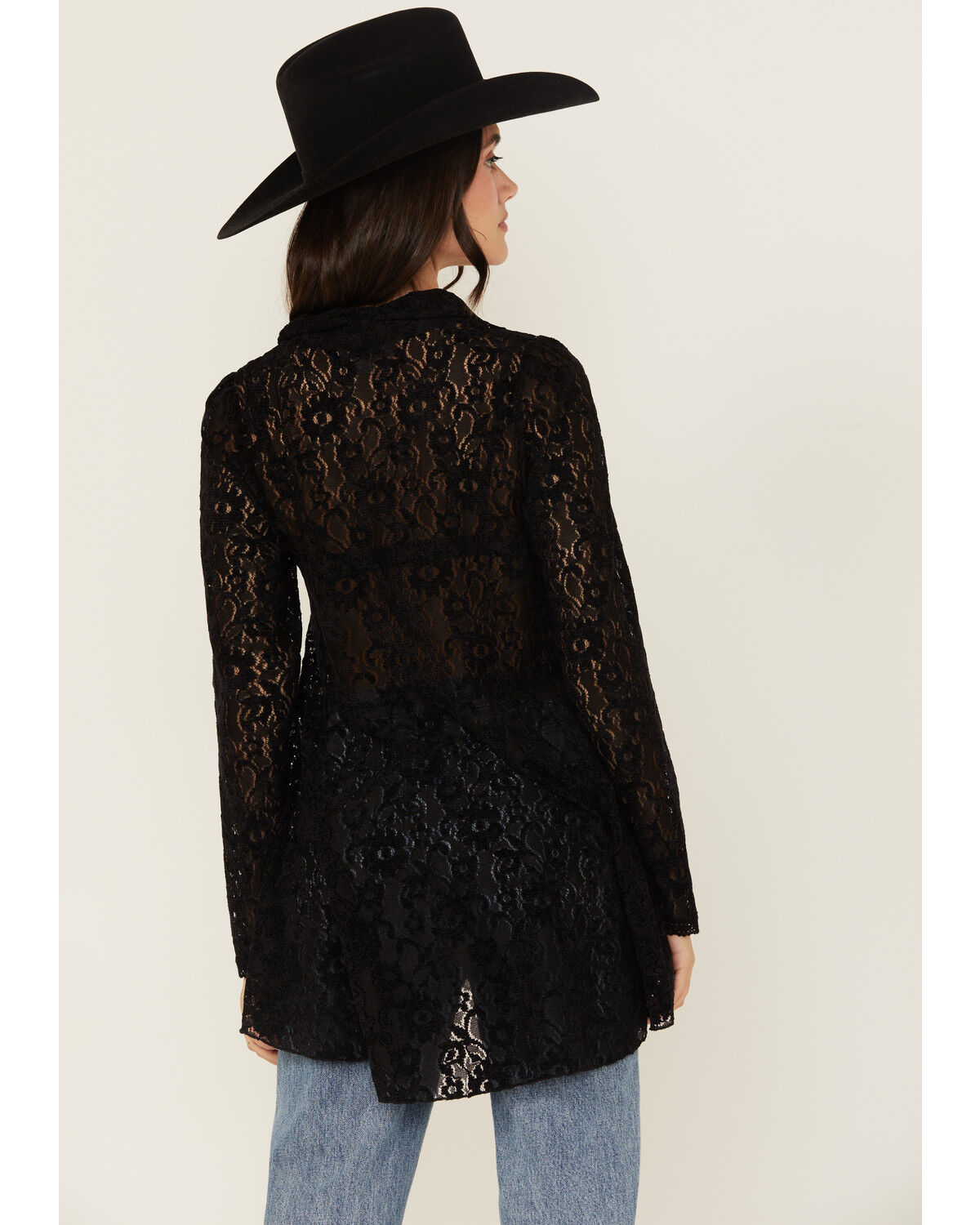 Beyond The Radar Women's Velvet Lace Long Sleeve Tunic
