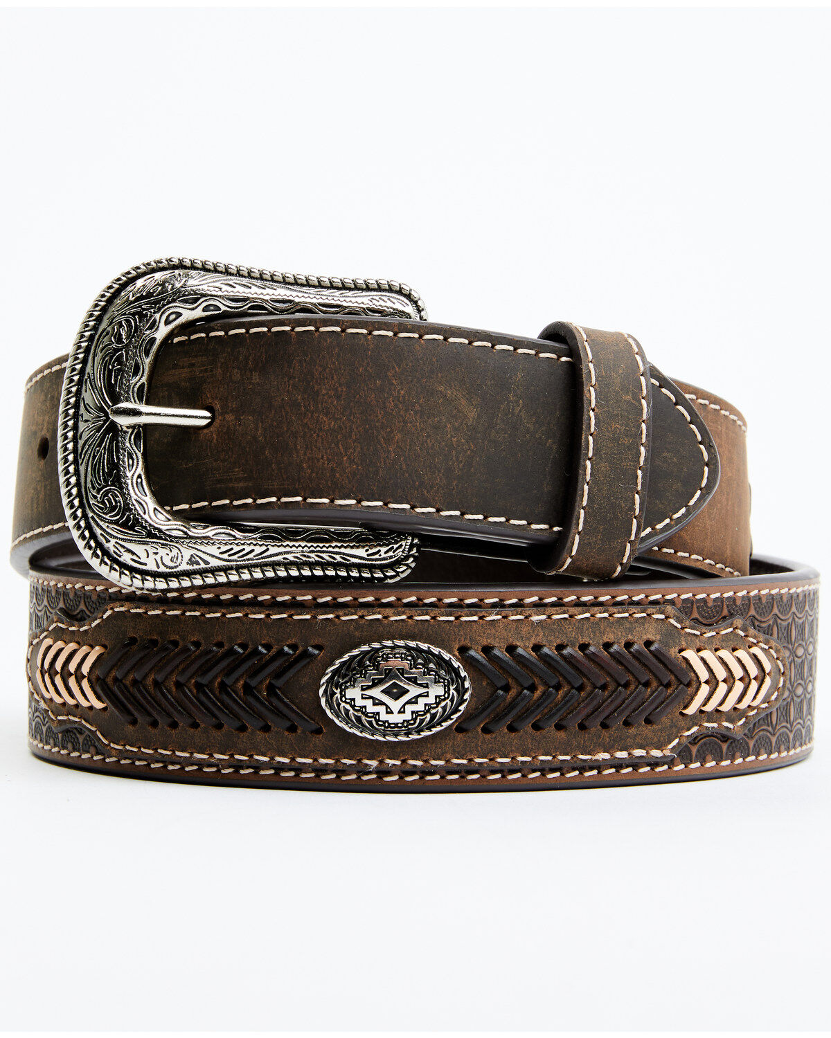 Cody James Men's Southwestern Concho Belt With Lace Detail