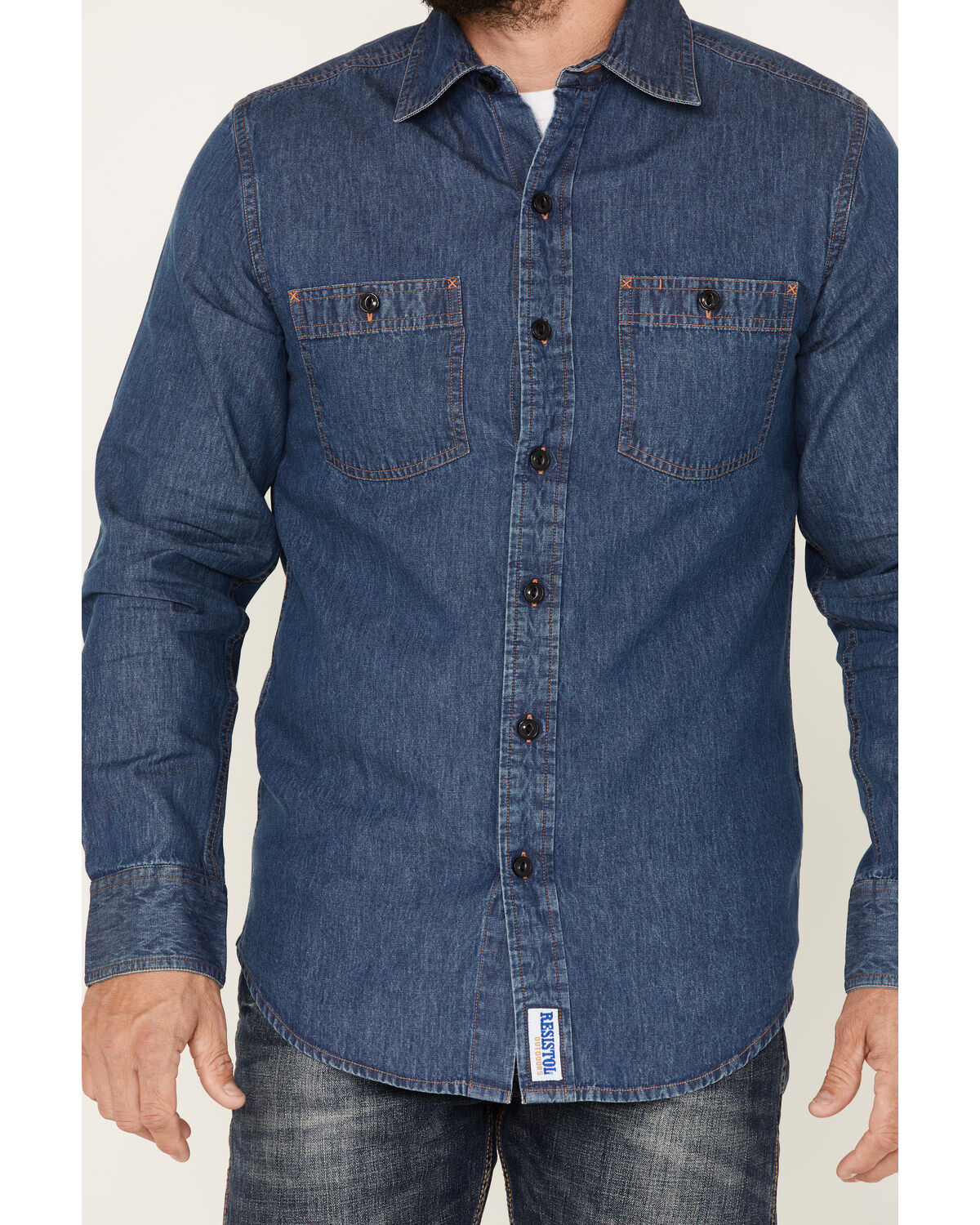 Resistol Men's Aspen Denim Long Sleeve Button Down Shirt