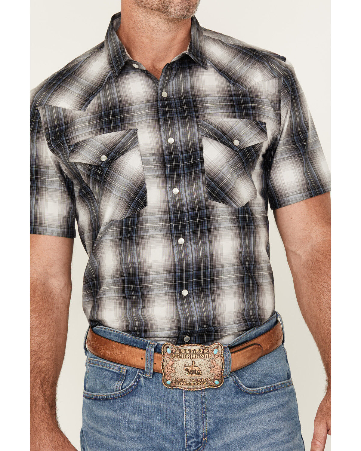 Pendleton Men's Boot Barn Exclusive Frontier Plaid Print Short Sleeve Pearl Snap Western Shirt