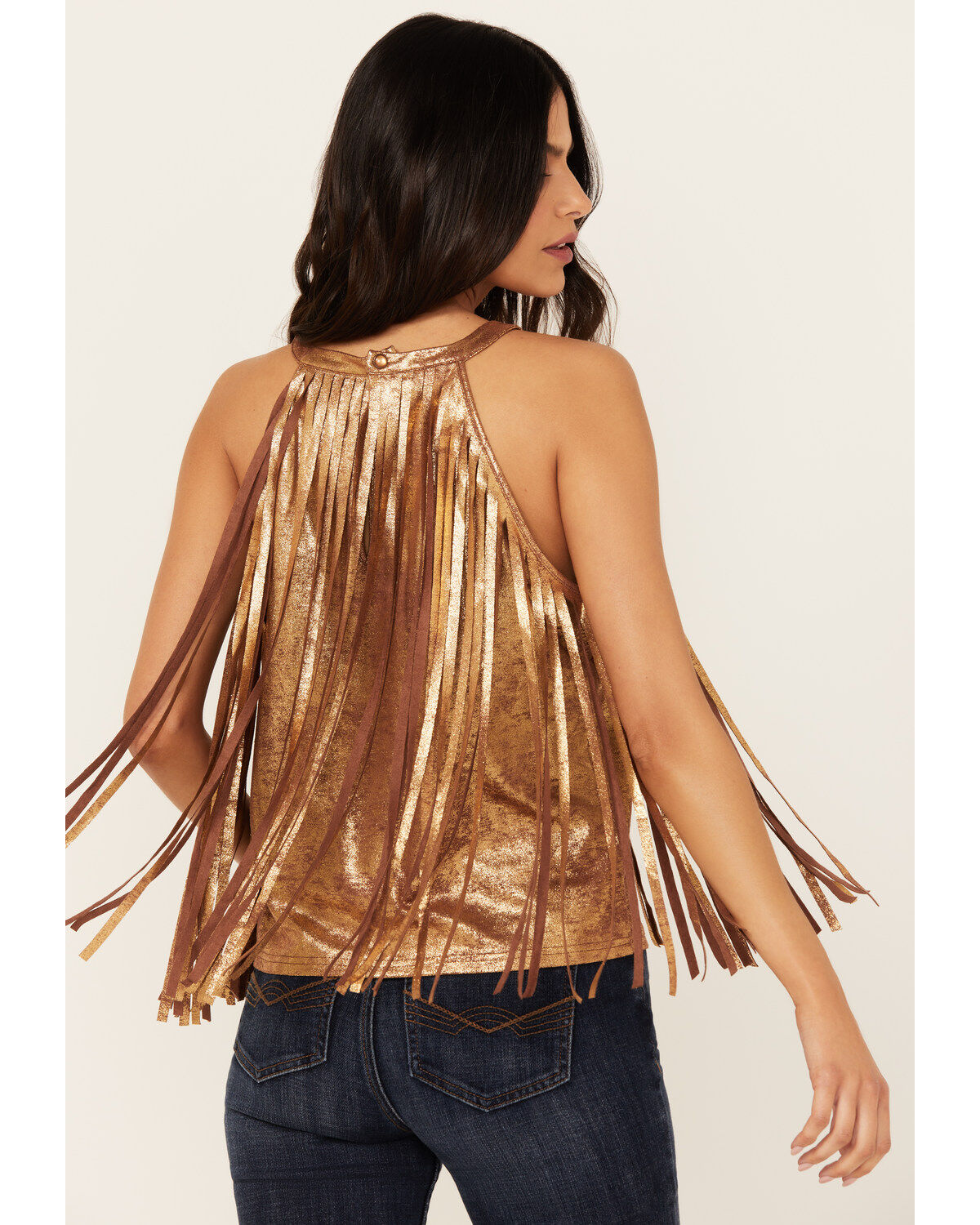 Idyllwind Women's Prescott Foiled Faux Suede Fringe Tank