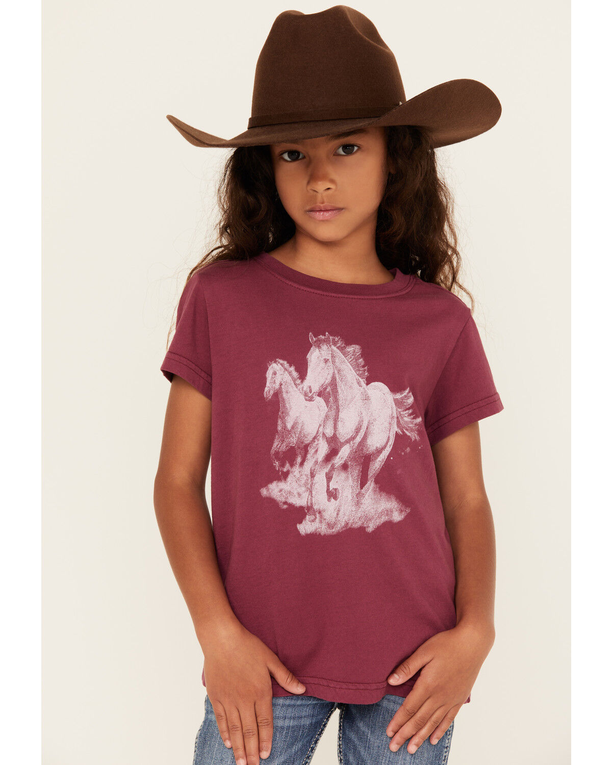 Shyanne Girls' Running Horses Short Sleeve Graphic Tee
