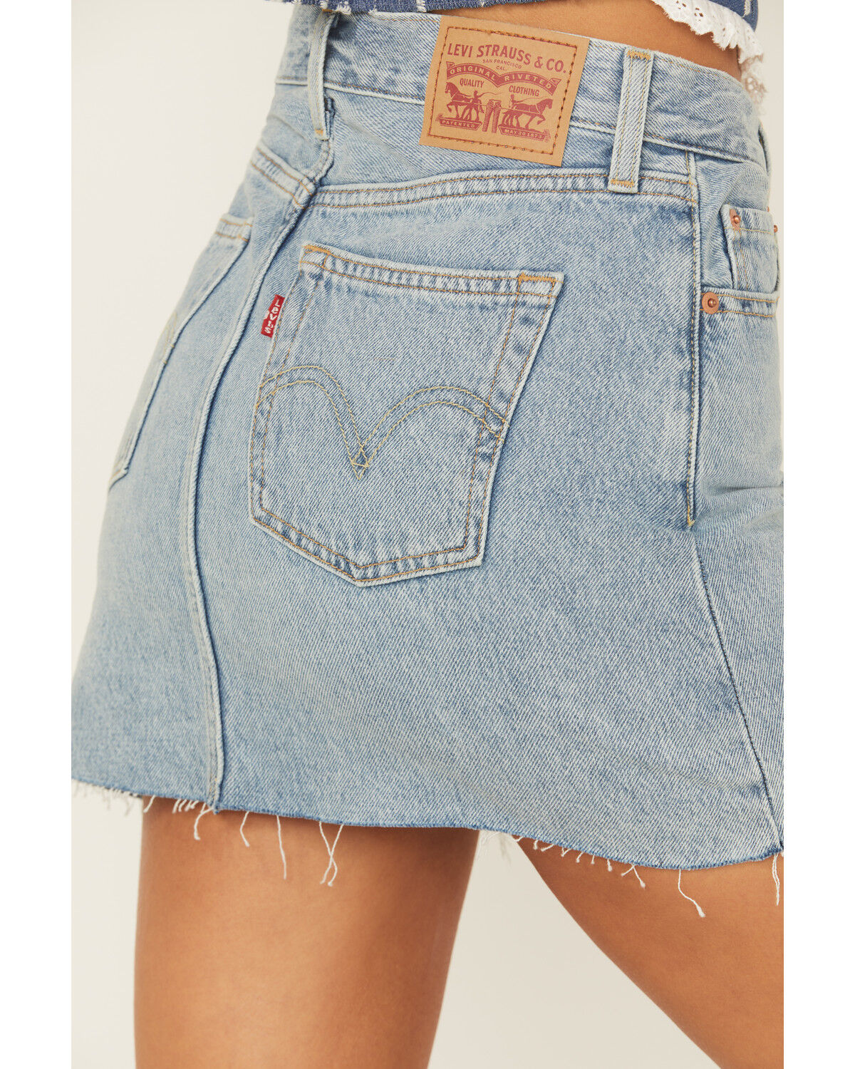 Levi's Women's Icon Light Wash Raw Hem Denim Mini Skirt
