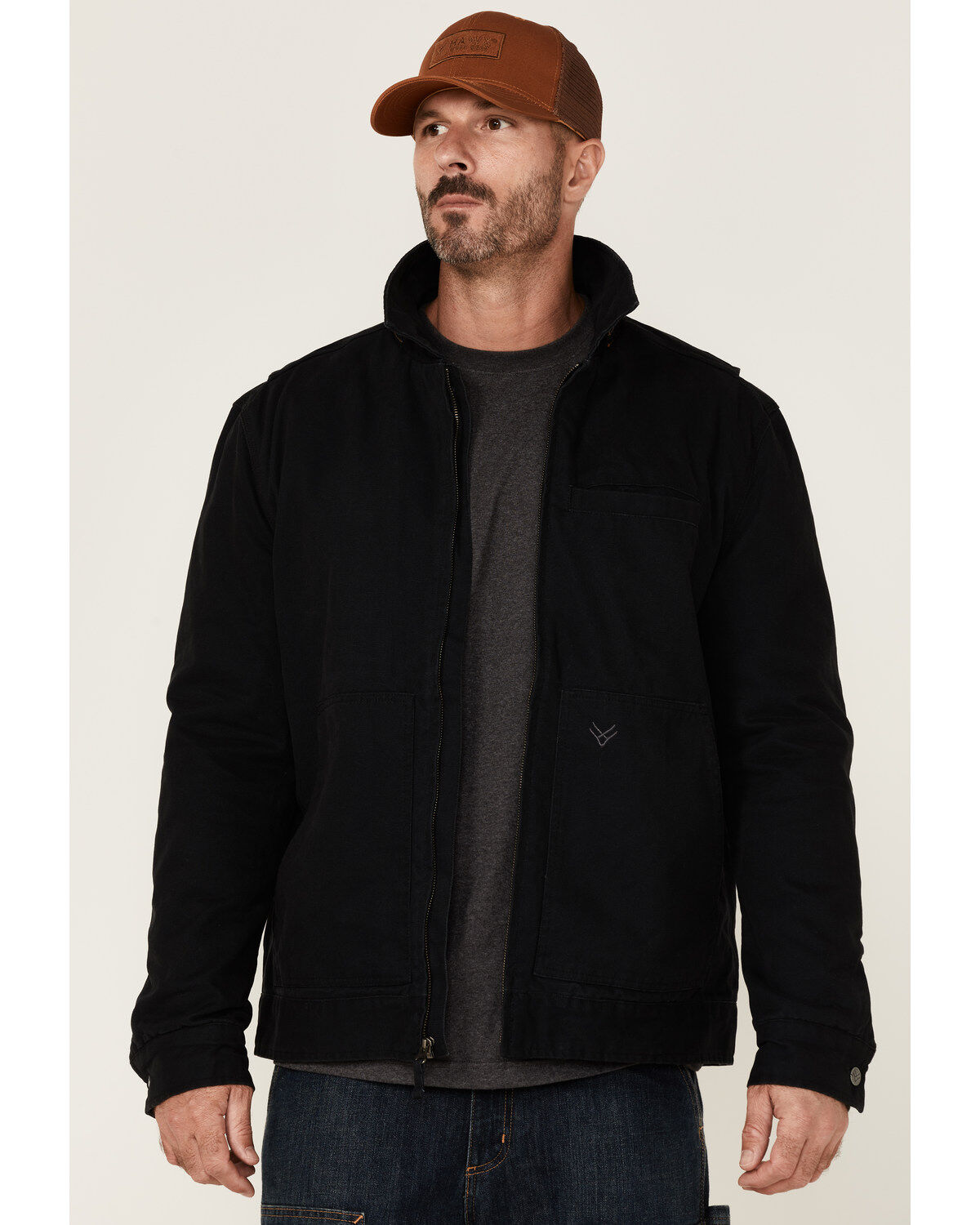 Hawx Men's Black Crawford Weathered Insulated Zip-Front Work Jacket