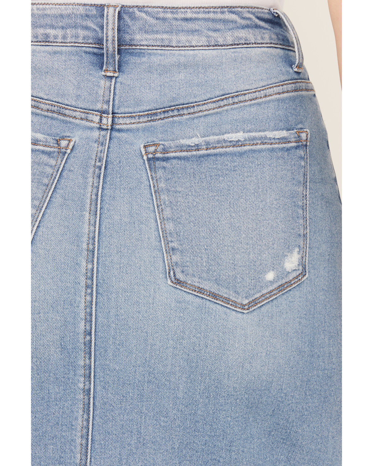 Vervet Women's Light Wash Front Slit Denim Midi Skirt