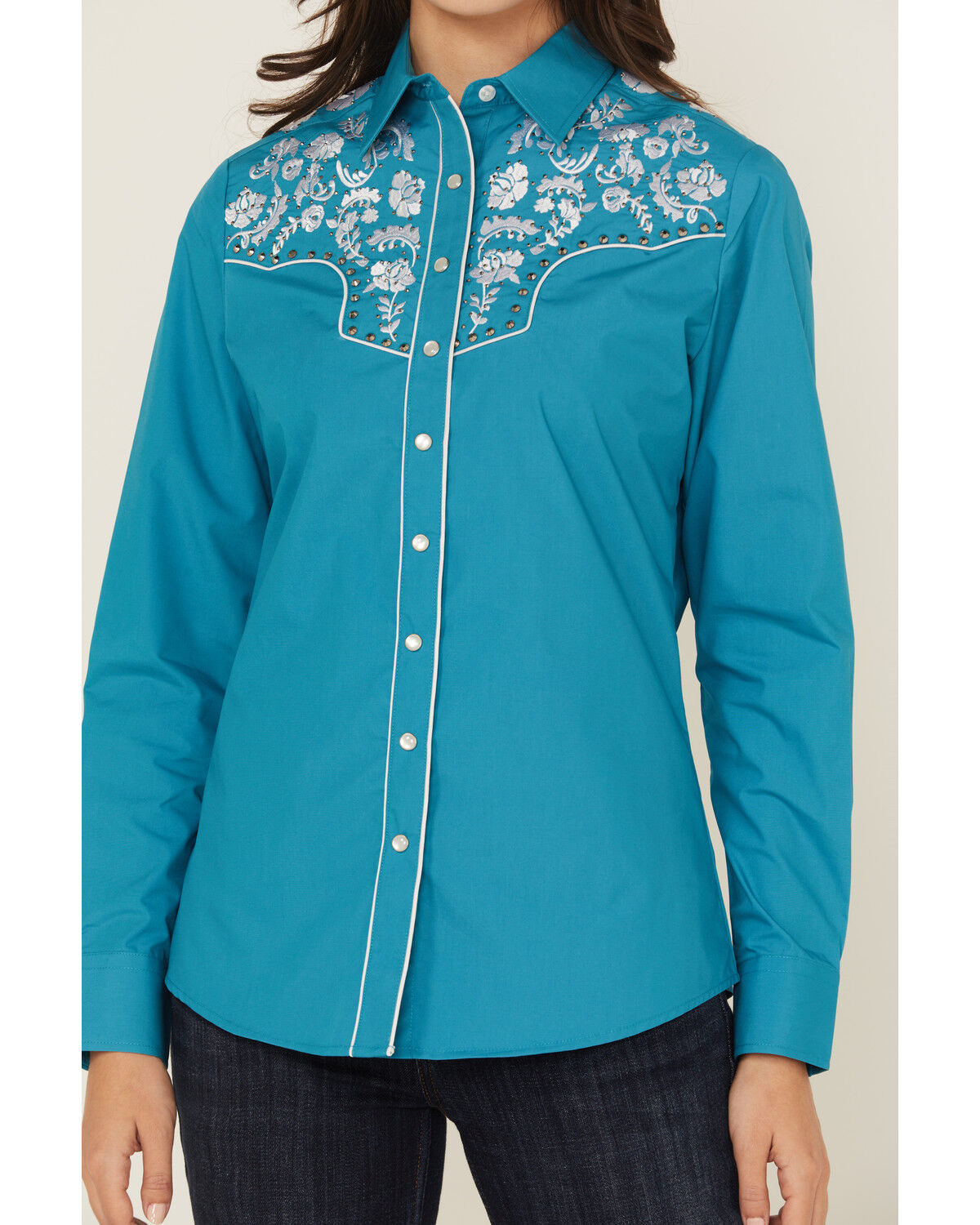 Rodeo Clothing Women's Embroidered Long Sleeve Snap Western Shirt