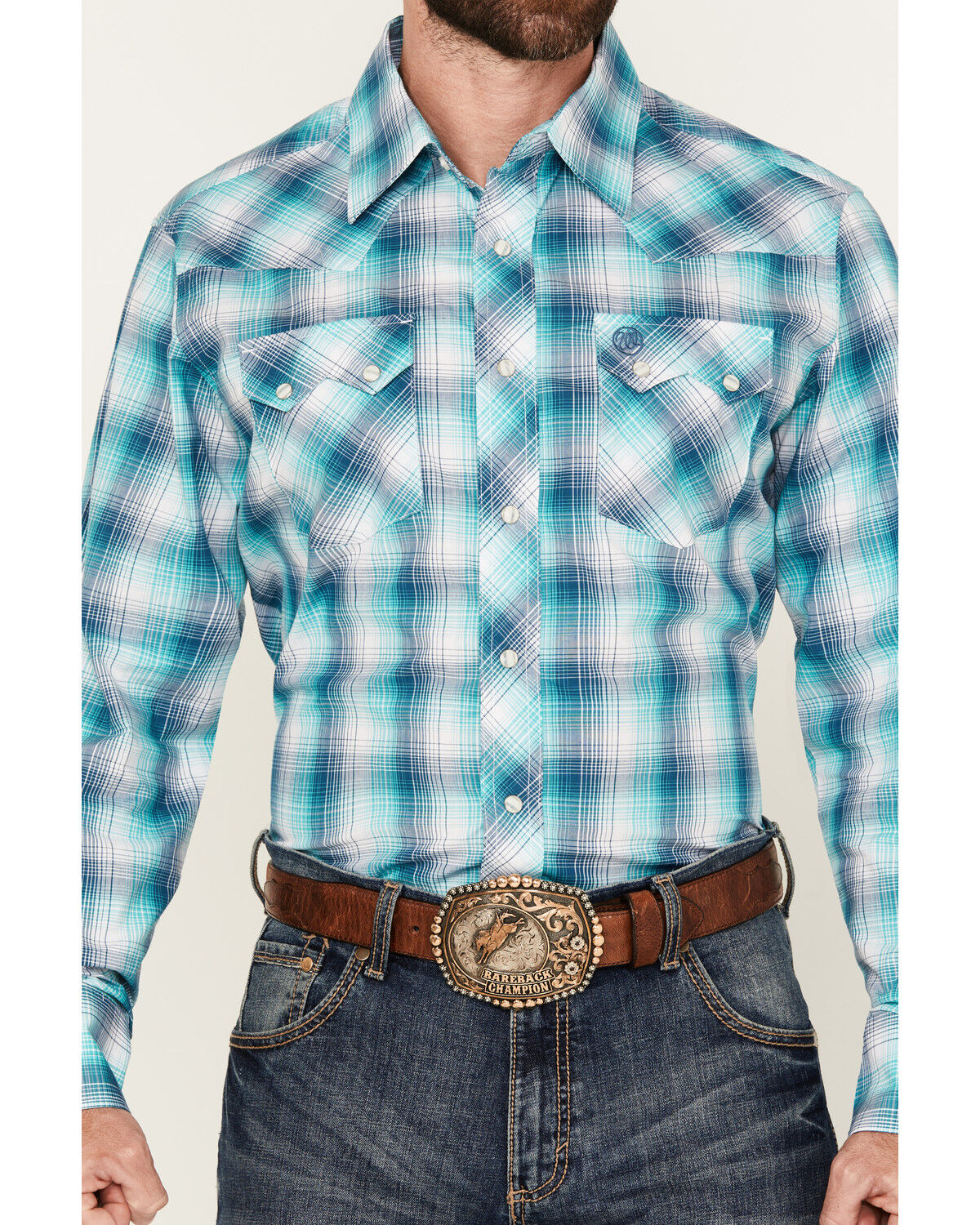 Wrangler Retro Men's Plaid Print Long Sleeve Snap Western Shirt