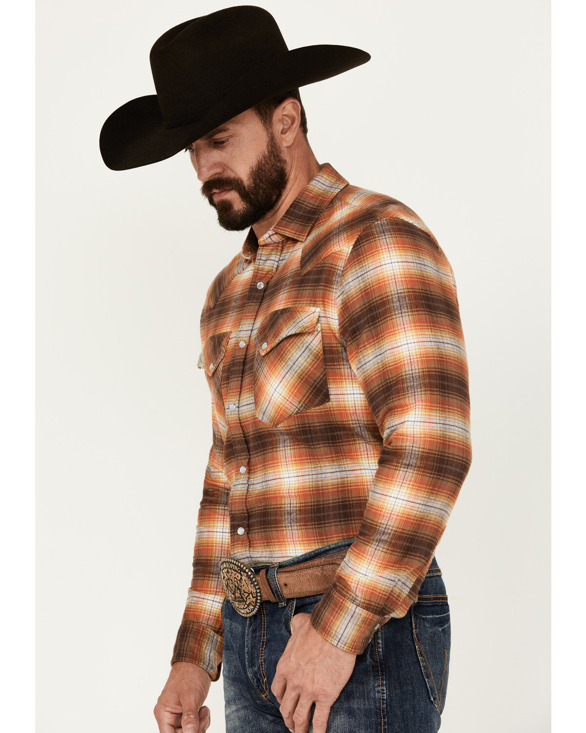 Pendleton Men's Wyatt Plaid Print Long Sleeve Pearl Snap Western Shirt