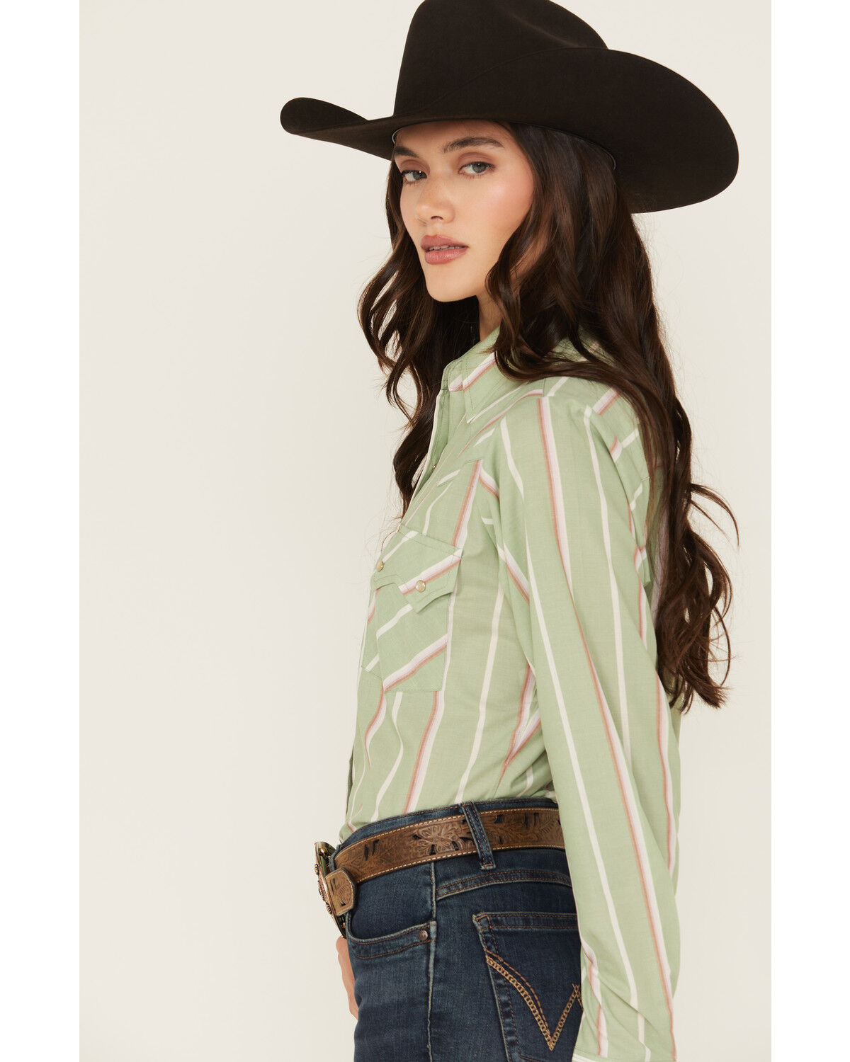 Cowboygirl by Jenna Paulette Women's Striped Long Sleeve Pearl Snap Western Shirt