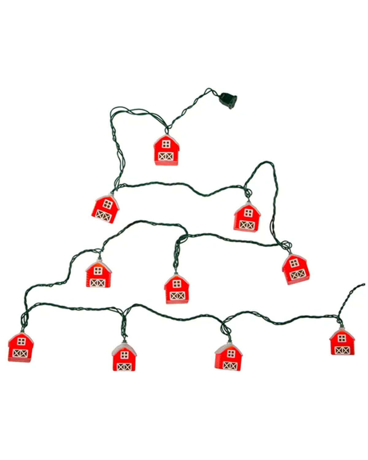 Kurt Adler 12' UL 10-Light Barn Light Set With Green Wire